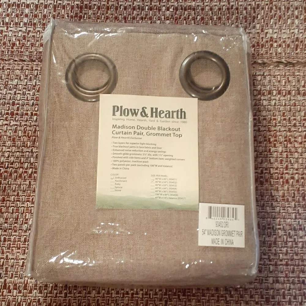 New P&H Madison Double Blackout Grommet Curtain‎ Pair Driftwood Size 40